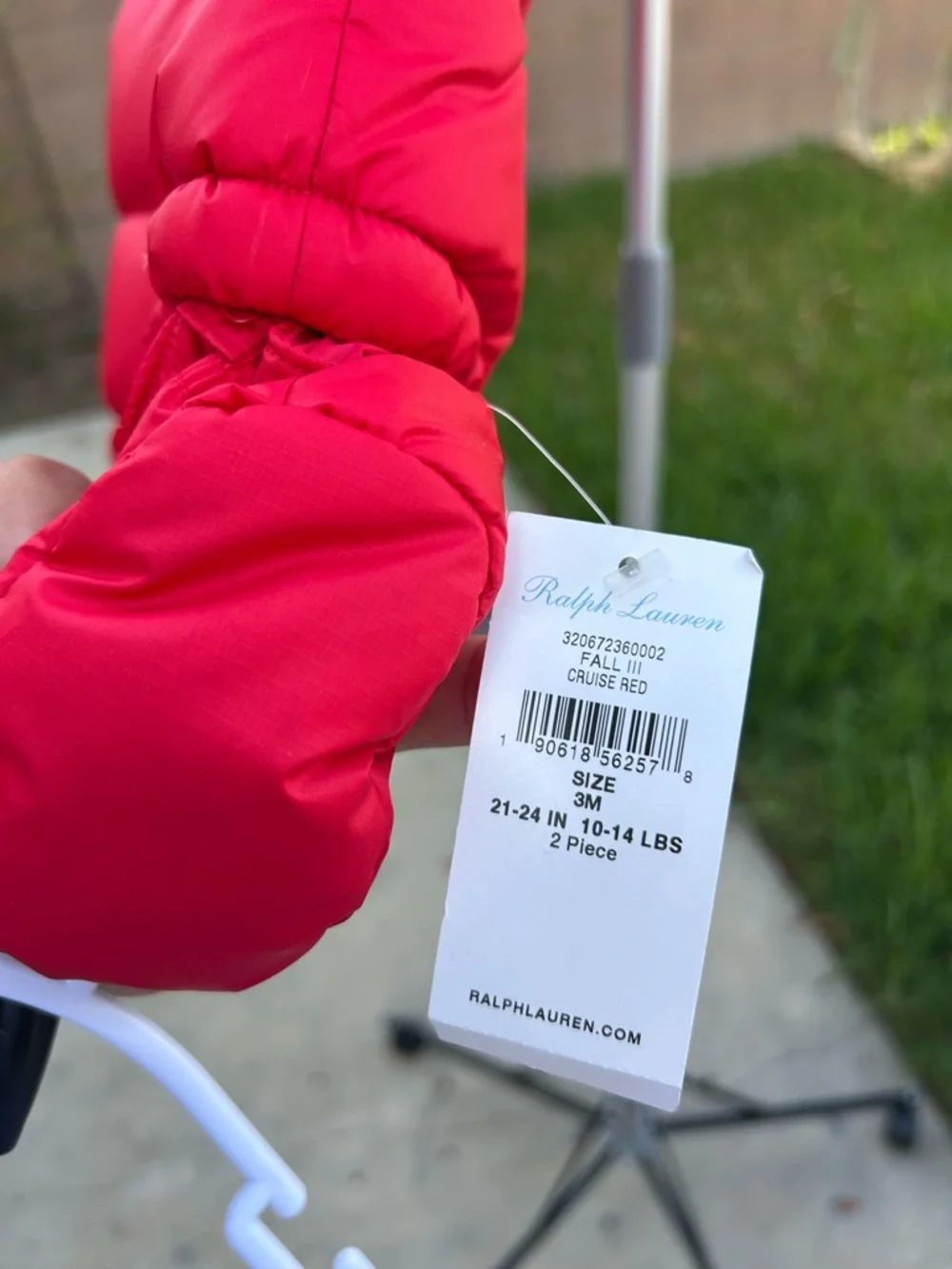Ralph Lauren Red Quilted Puffer One-Piece Footie
